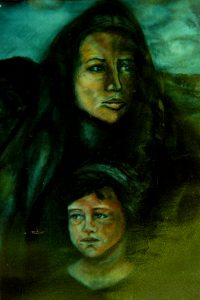 Mother and Child Pastel on paper 1992 90cmx60cm