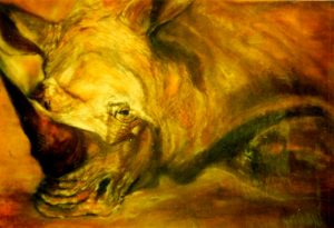 Resting Rhino Pastel on paper 1994 90cm60cm