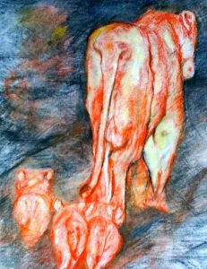 Lioness and Cubs Pastel on paper 1994 80cmx60cm