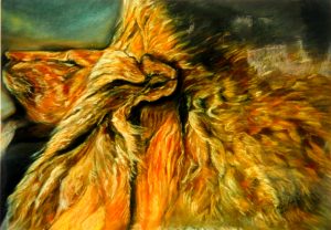 Roaring Lion Pastel on paper 2001 90cmx98cm