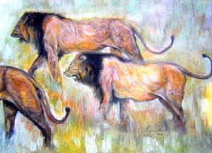 Moving Lion Pastel on paper 2004 70cmx80cm