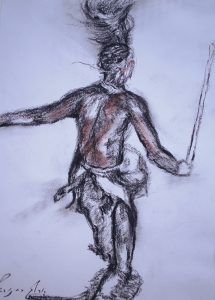 Shangaan male dancer Pastel on paper 1999 20cmx30cm
