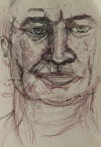 Portrait of singer (Ian Gillan) Ink on paper 2003 40cmx50cm
